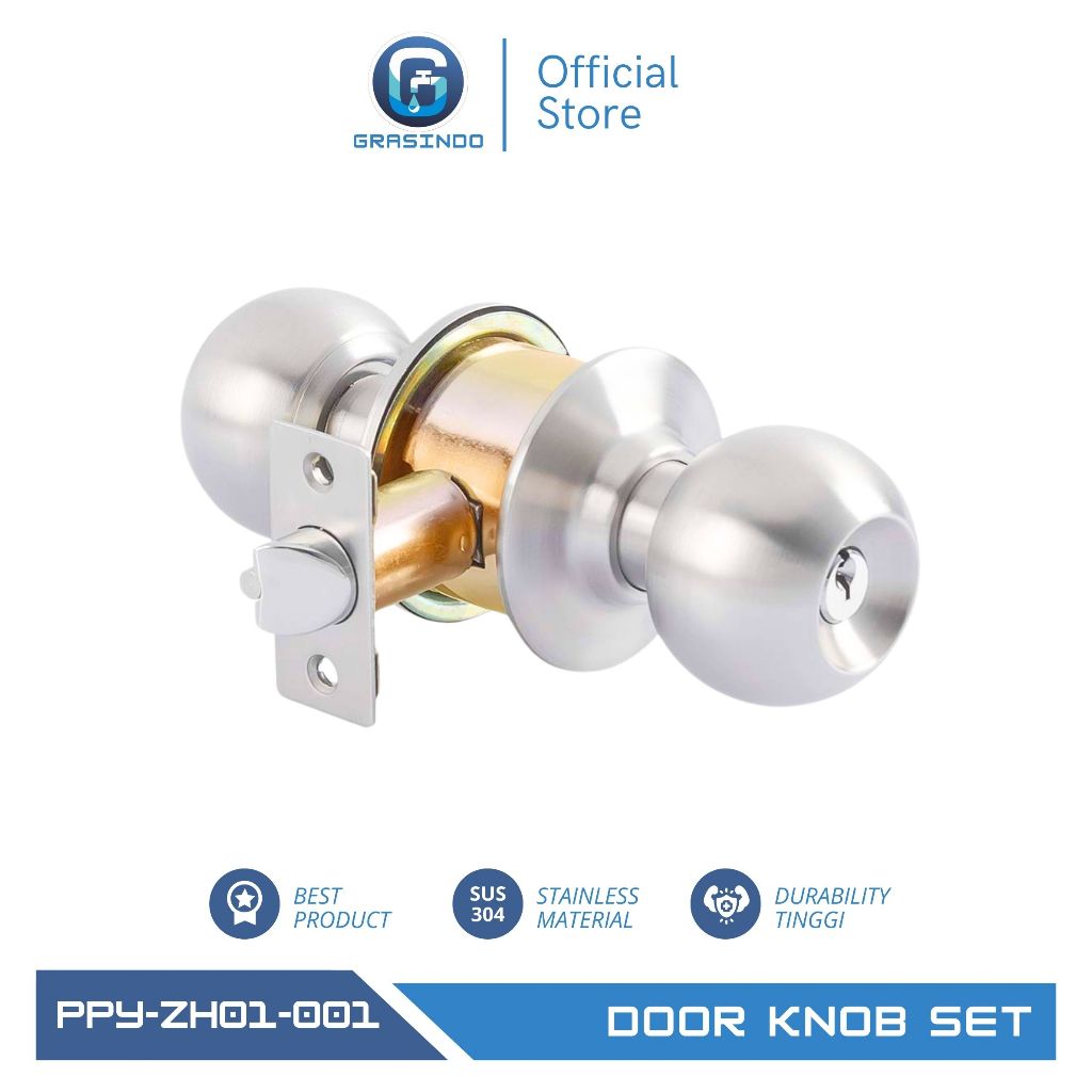 PROMO GAGANG PINTU BULAT STAINLESS / KUNCI PINTU BULAT KAMAR MANDI / GAGANG PINTU KAMAR MANDI