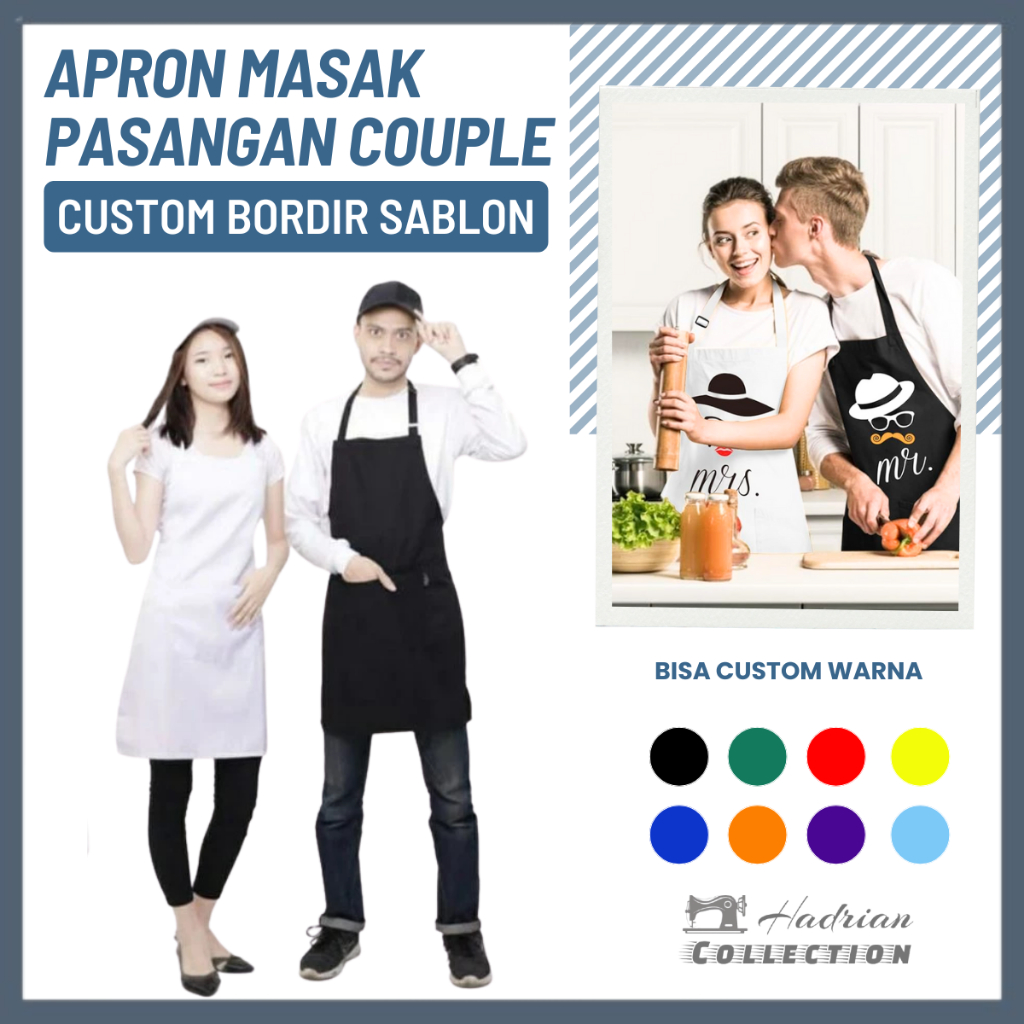Celemek Apron Masak Couple Celemek Dapur Suami Istri Polos - drill premium