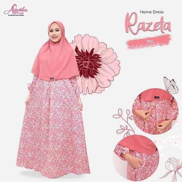 DISKON AZAMKA HOME DRESS GAMIS RAZETA DRESS FASHION MUSLIM