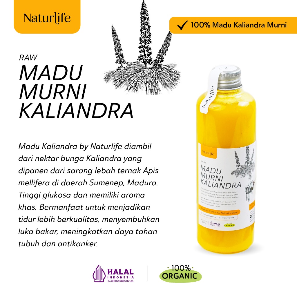 

QH MADU KALIANDRA MURNI RAW ASLI 650GRAM NATURLIFE ORIGINAL ALAMI TANPA CAMPURAN APAPUN RAW HONEY