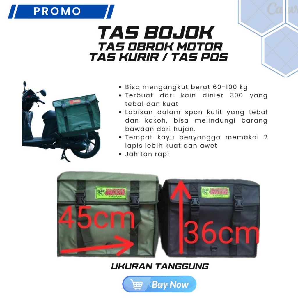 Tas Bojok / Tas Obrok Motor / Tas Kurir / Tas Pos /Tas Motor Jaguar Anti Air Tebal Kuat