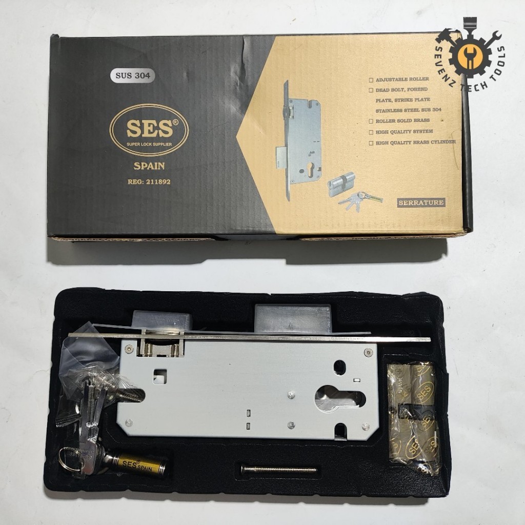 BODY PELOR KUNCI PINTU RUMAH BESAR SES STAINLESS STEEL SUS 304 SN PUTIH TEBAL BODY KUNCI PINTU PELOR