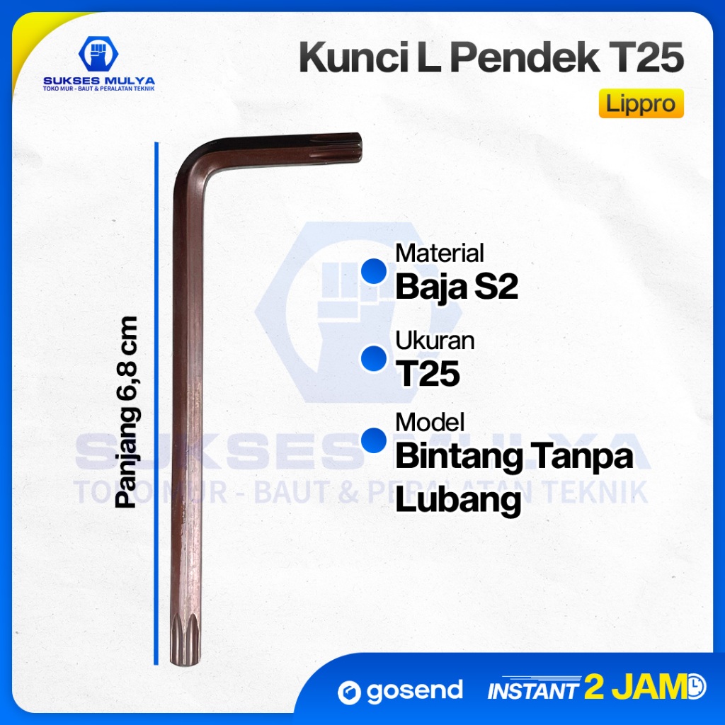 Lippro Kunci L Bintang T25 Tanpa Lubang Star Key No Tamper