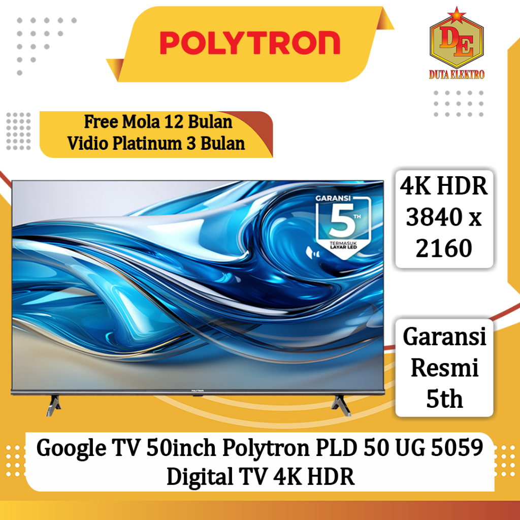 Google TV 50inch Polytron PLD 50 UG 5059 Digital TV 4K HDR