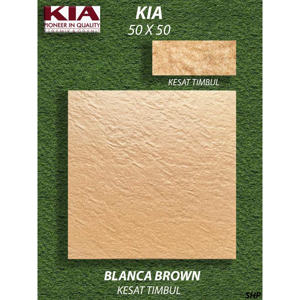 Keramik Lantai 50X50 KIA Blanca Brown Kesat KW2 Pekanbaru Riau, Motif Batu