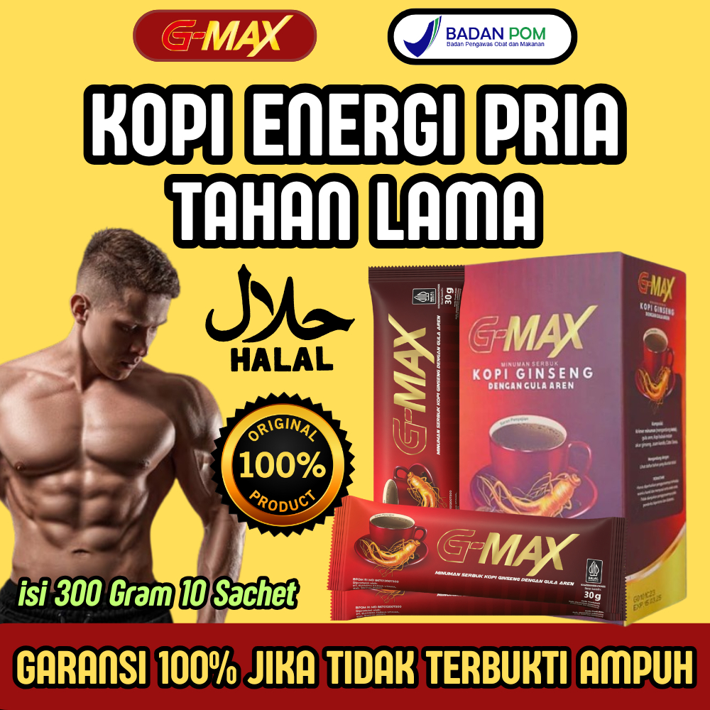 

G-MAX Kopi Ginseng Herbal Kopi Stamina Pria 100% ORIGINAL BPOM