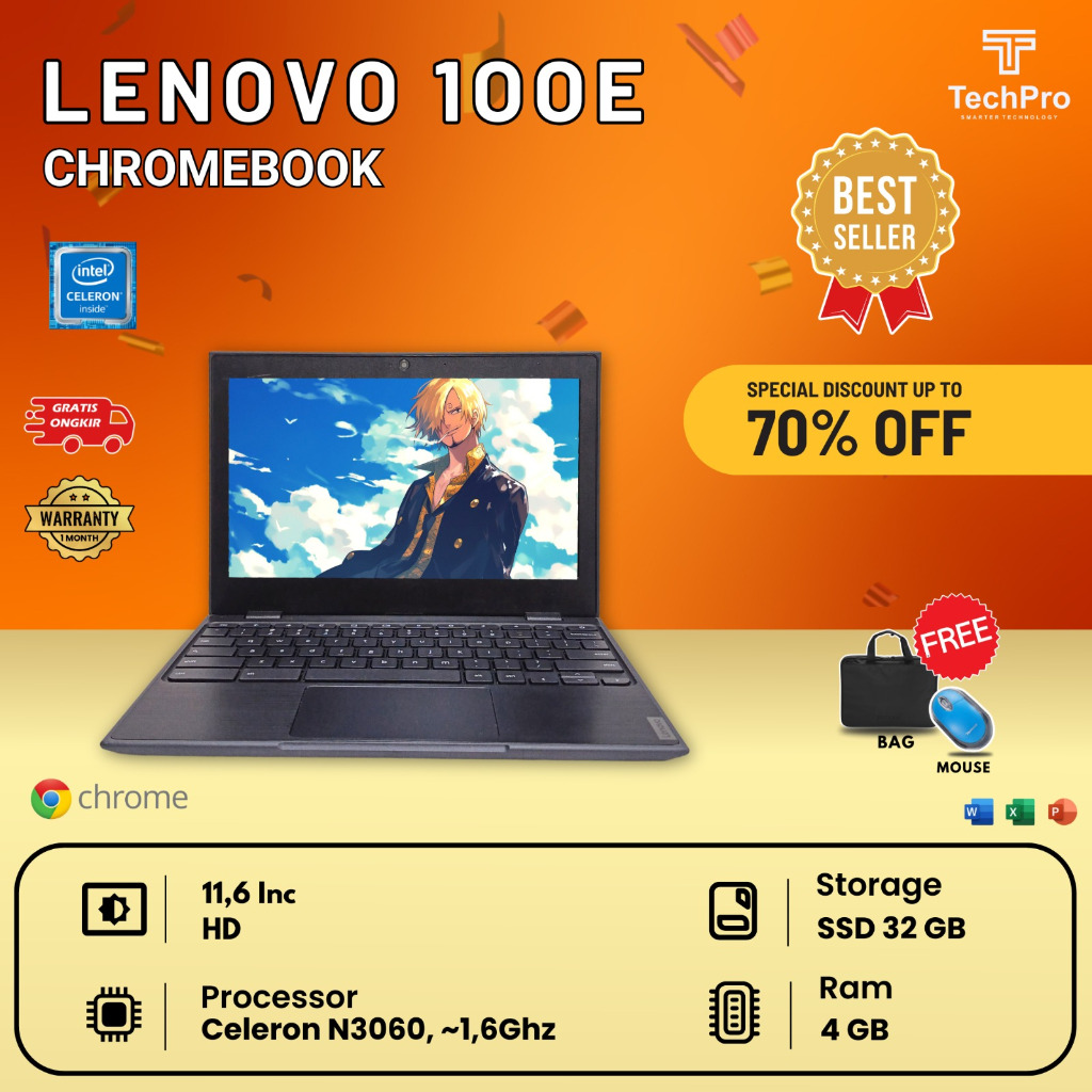 LENOVO 100E INTELL CELERON RAM 4GB SSD 32GB