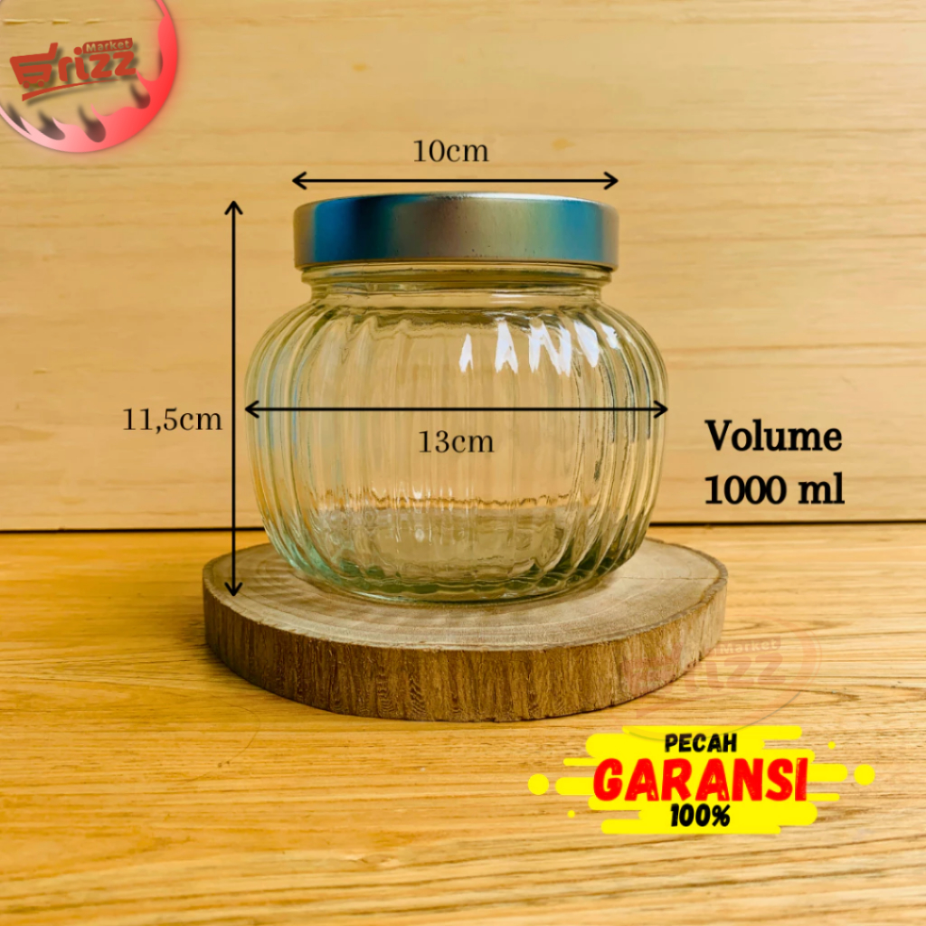 Kaloona.Shop Toples Kue Kering 1 Liter Stoples Kaca Lebaran Nastar Beling Tpf-5 Dan Tpf- 10 Sl