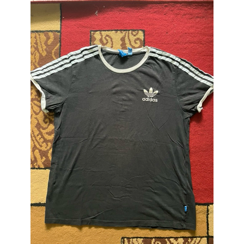 PRELOVED ADIDAS CLASSIC 3STRIPES RINGER TEE BLACK