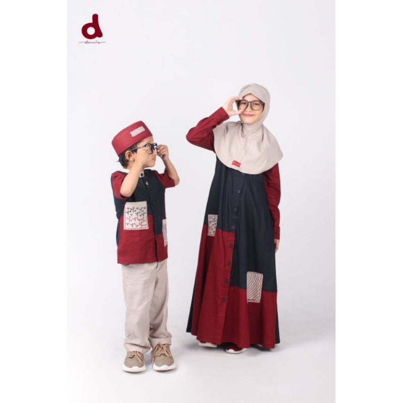 Baju Couple Gamis Anak & Koko Anak Dannis d'Earth Tone / Gamis Anak & Koko Anak Dannis d' Earth Tone