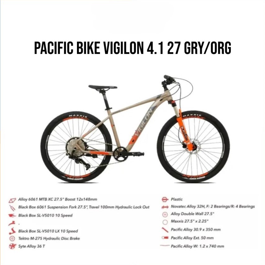 SEPEDA GUNUNG / MTB PACIFIC BIKE VIGILON 4.1 27 GRY/ORG