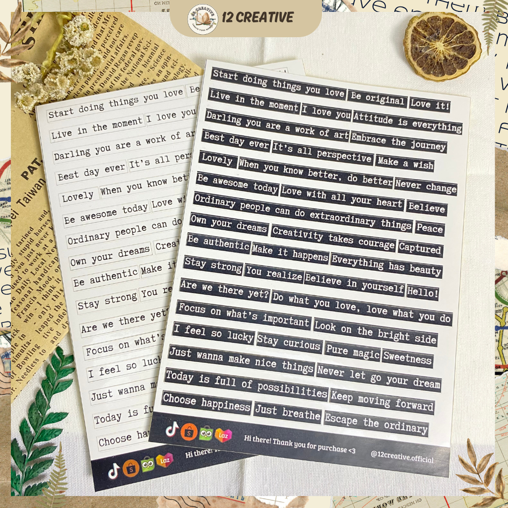 

[12 Creative] Sticker English Aesthetic Words Sticker | Hiasan Jurnal Bujo Scrapbook DIY Deco