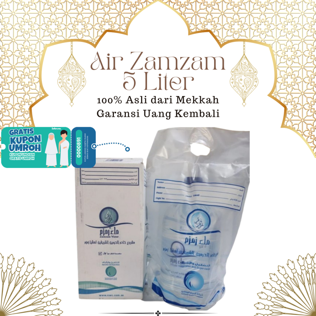 

Air Zam Zam Asli Mekkah – 5 Liter Ori