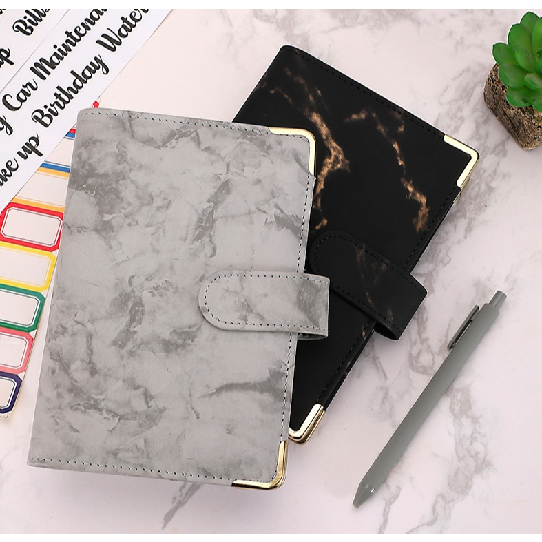 

A6 Binder Kulit Motif Marmer Luxury 6 Ring / Buku Binder Tabungan / Buku Hemat / Pintar