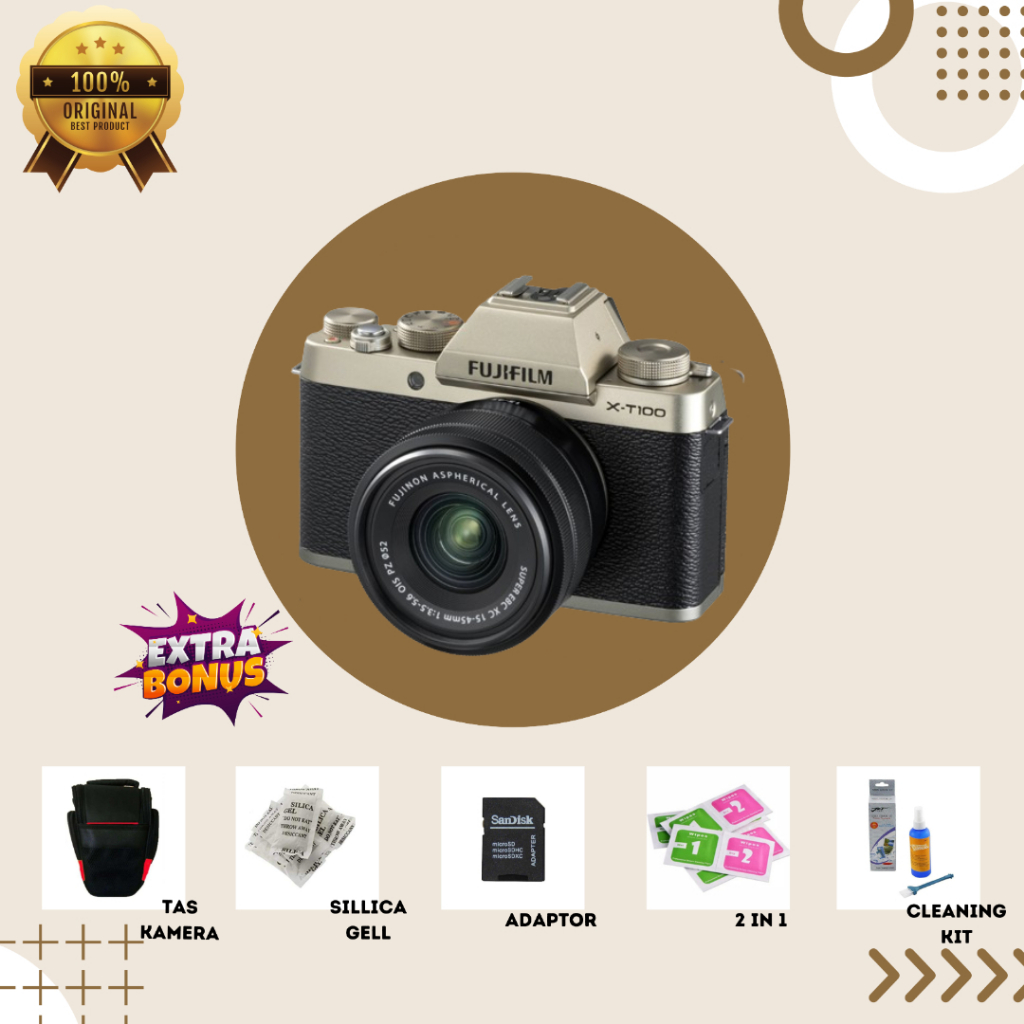 [KAMERA MIRRORLESS] FUJIFILM XT100 ROSE GOLD MULUS SECOND BERGARANSI