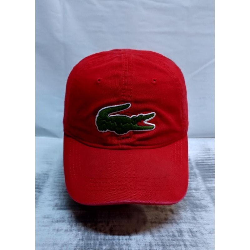 Topi LACOSTE Big Croc Logo Red Ballcap Authentic Original Second PL