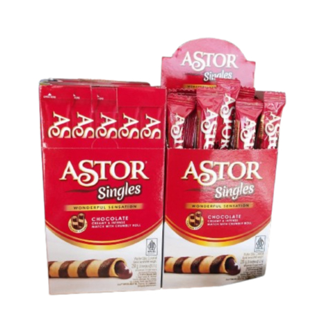 

ASTOR SINGLES CHOCOLATE WAFER STIK COKELAT ( 1 PAK ISI 20 )
