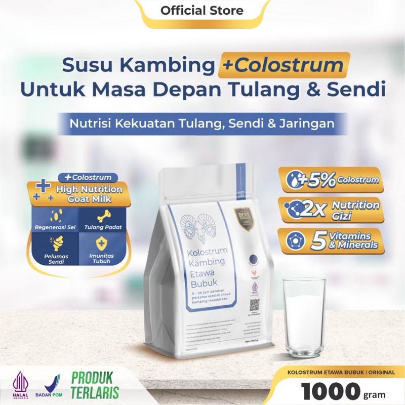 

Ternak Syams Susu Kambing Etawa Bubuk Plus Kolostrum 1KG Rasa Original Natural rendah gula mengatasi asam urat nyeri sendi osteoporosis kebas keram kesemutan pengeroposan tulang syaraf kejepit lansia pegel linu diabetes hipertensi herbal alami termurah