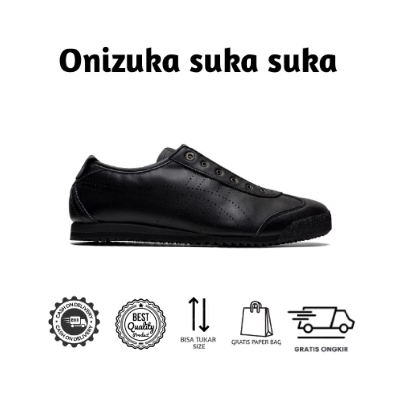 Sepatu Onitsuka Tiger Slip On Leather Black
