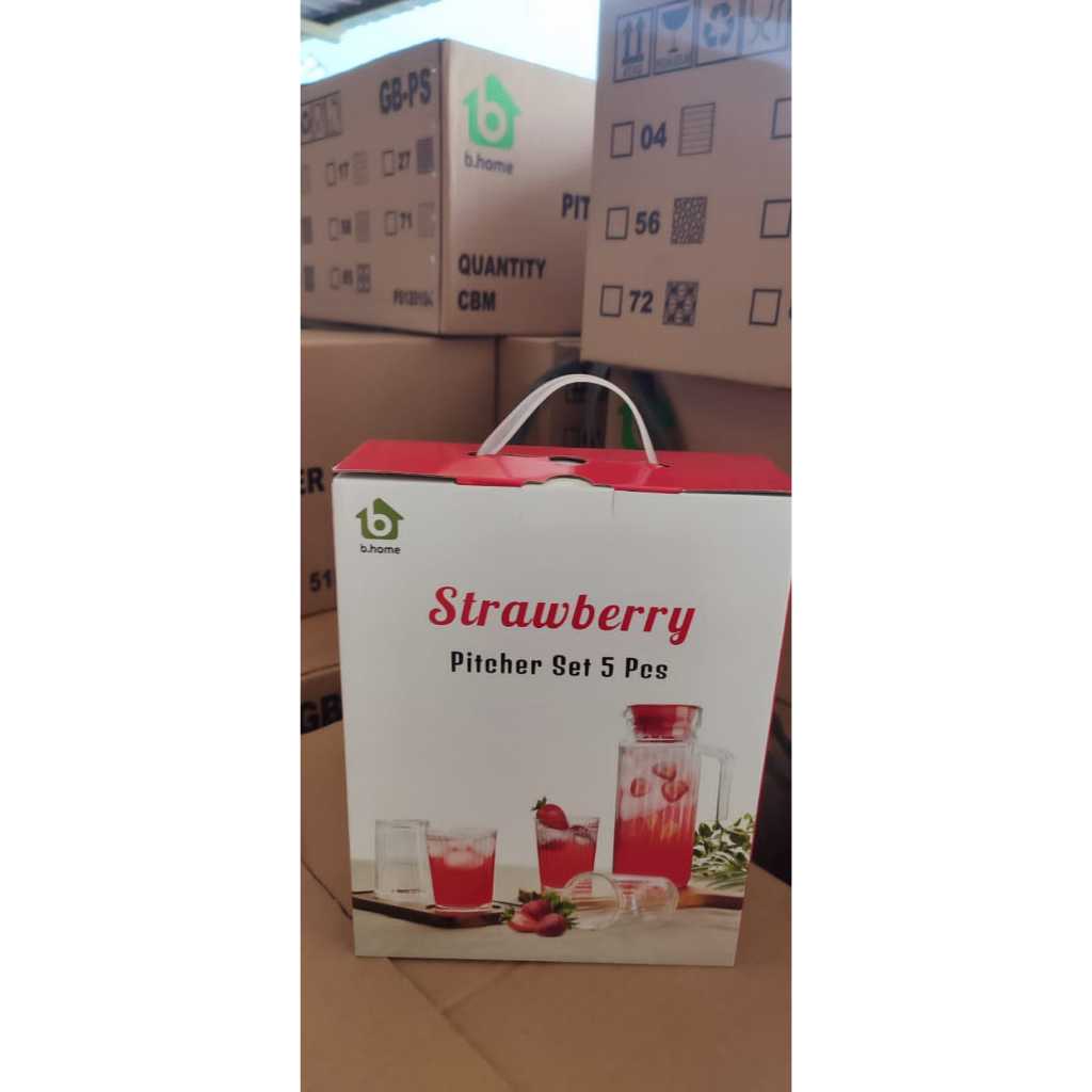 Teko Set BBC Isi 5 / Teko Kaca BBC dengan 4 Gelas / Teko dan Gelas Kaca Set / Teko Kaca Isi 5 Pcs / 