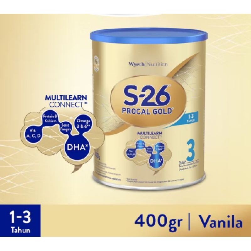 

S26 Procal Gold 400g ,kaleng. Susu pertumbuhan anak 1 - 3 Tahun