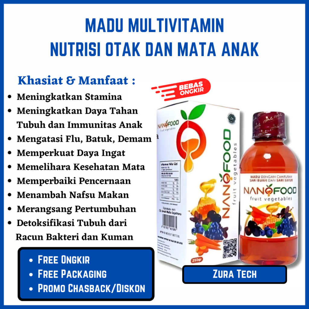 Nano Food Kids Nanofood Madu Multivitamin Anak Suplemen Kecerdasan Otak Anak Kaya Akan Antioksidan