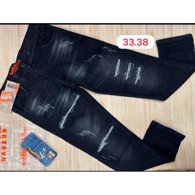 JEANS BLACK BAGEUR SOBEK / CELANA JEANS PANJANG / CELANA