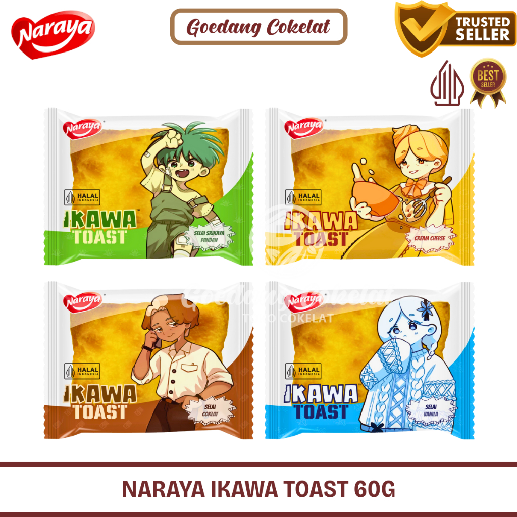 

IKAWA TOAST Roti Naraya Ikawa Panggang Sandwich Butter Roti Viral Aneka Rasa Coklat Cream Cheese Pandan Srikaya Vanila 60g