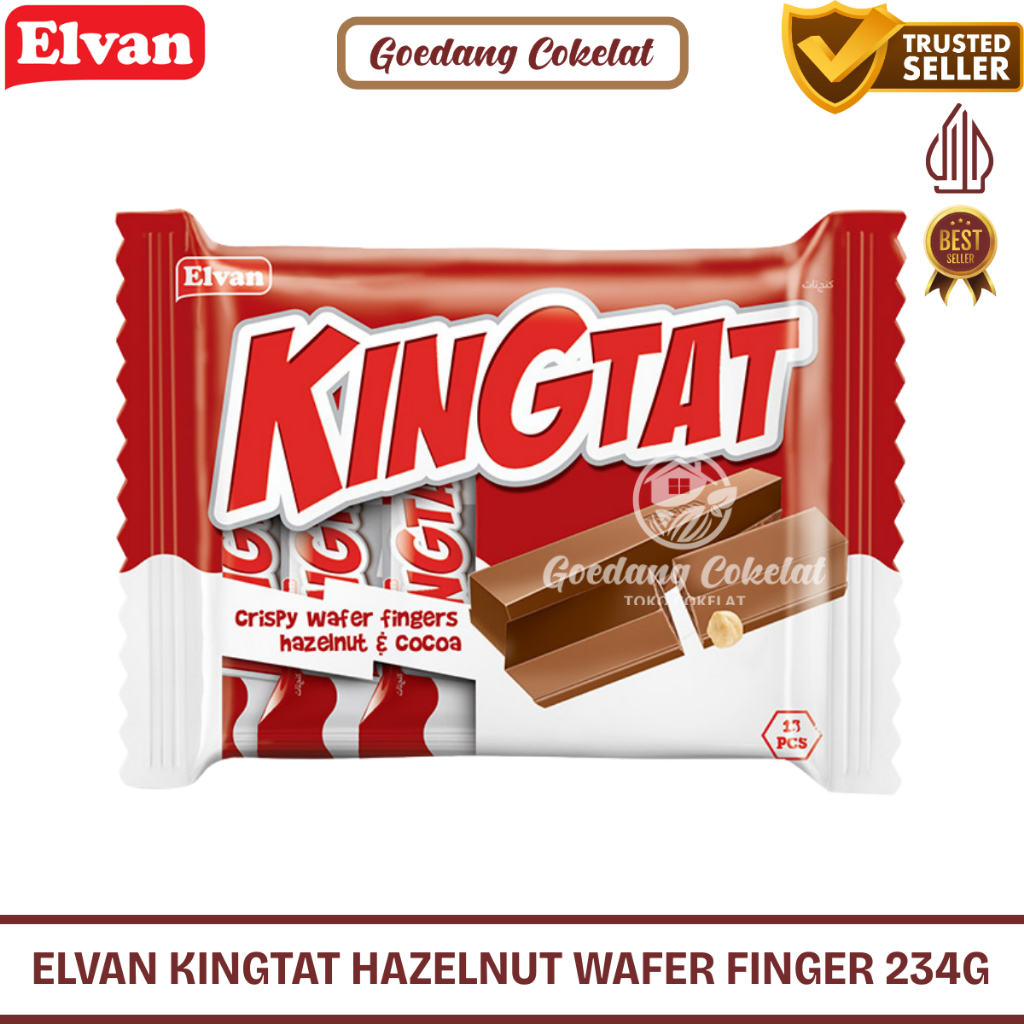 

ELVAN KINGTAT Chocolate Coklat Crispy Wafer Fingers Hazelnut & Cocoa Cokelat Turki 234g