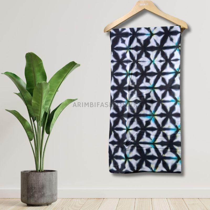 Kain Shibori Itajime || Uk 200cm × 115cm || Hitam Tosca JJ by Arimbifashion.yk