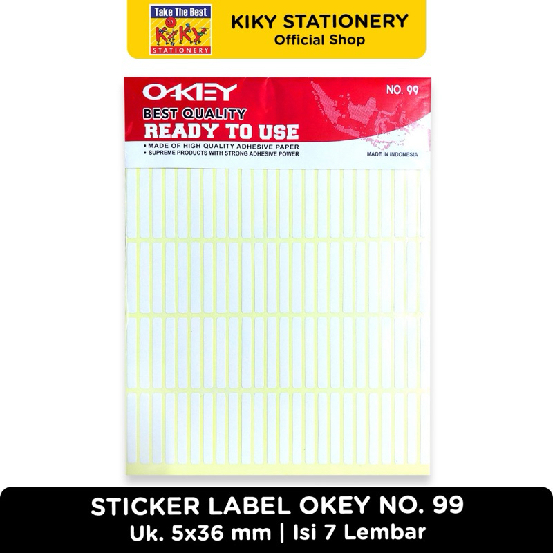 

Stiker label harga OKEY no 99 ukuran 5 x 34 mm isi 7 lembar pengganti tipex