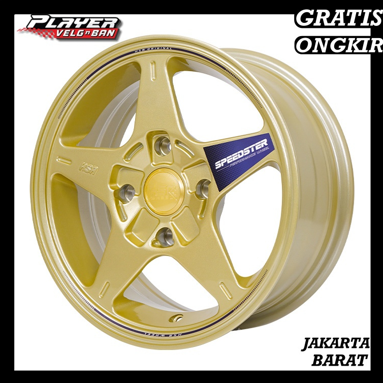 PELEK MOBIL AVANZA XENIA RING14 RATA BODY VELG HSR SPEEDSTER R14 LEBAR6 LUBANG4X114,3 ET35 GOLD