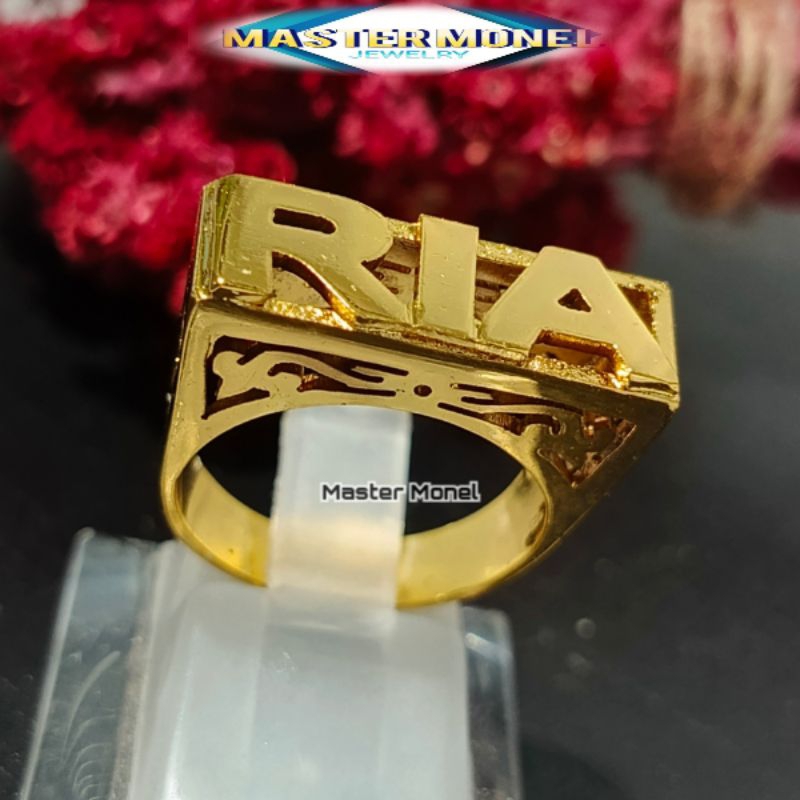 Cincin Nama Ukir Kerawang Gold Lapis cincin nama titanium cincin titanium ukir nama