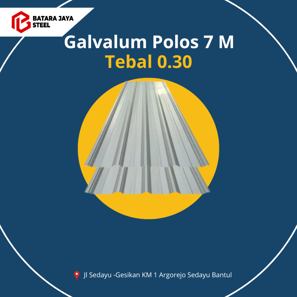 Spandek Polos/Galvalum Polos 0.30 Ukuran 3m, 4m, 5m, 6m, 7m