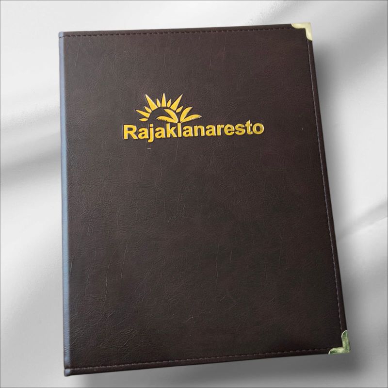 

Buku menu a4 pinggir pake lis siku emas