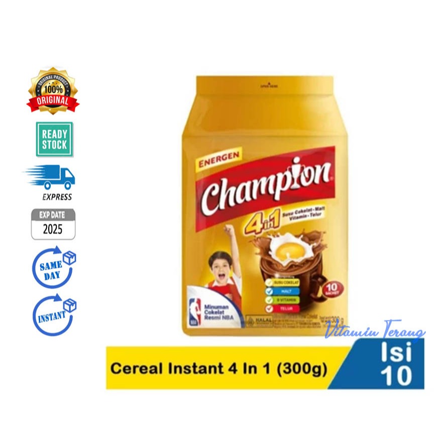 

(Isi 10) Energen Champion 4-in-1 Susu Coklat + Malt + Vitamin + Telur