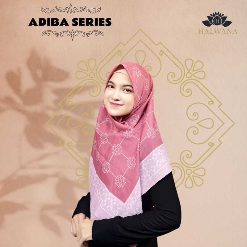 HALWANA - ADIBA Series Jilbab Motif Cantik Kerudung Segi Empat Hijab Scraf Bahan Voal Muslim Wanita