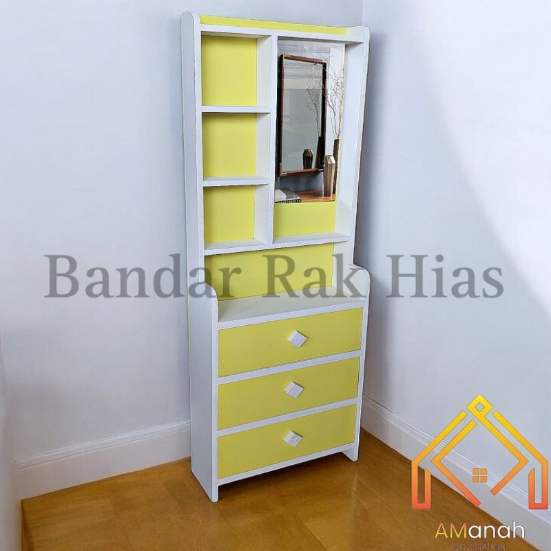 Meja Rias Tolet Rak Kosmetik Kaca / Rak Kosmetik Minimalis Warna Laci BJK