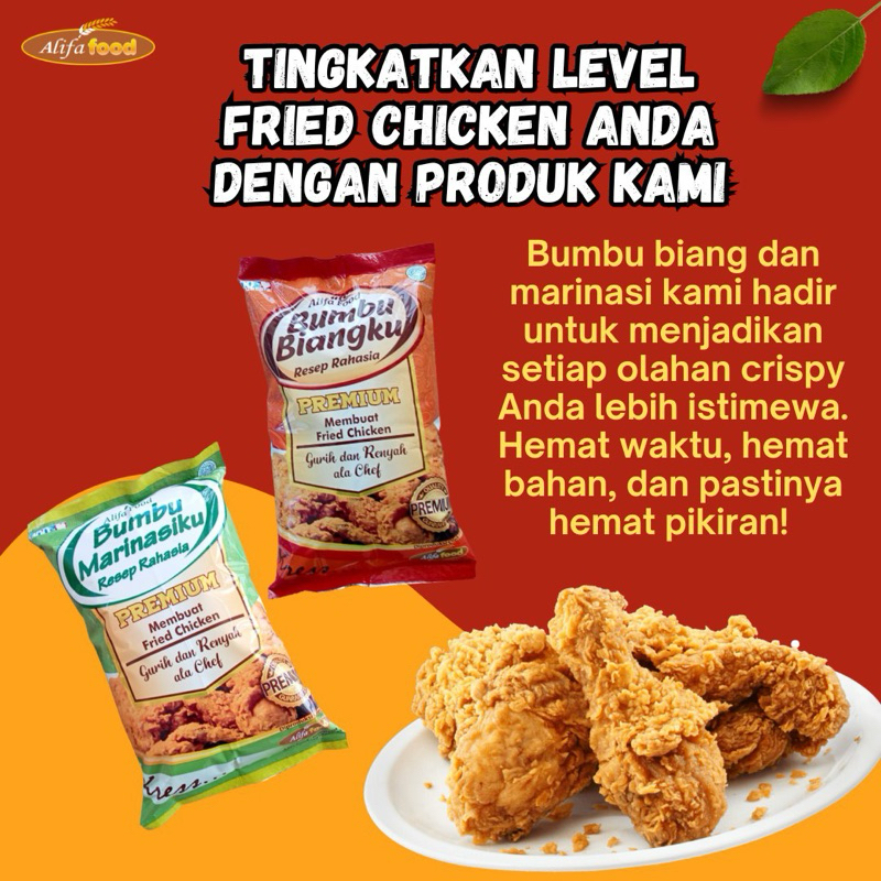 

Bumbu Biang dan Marinasi Premium,Bumbu Friedchicken,Tepung Crispy,tepung premix serbaguna terbaik