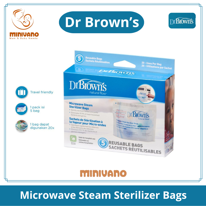 Dr Brown's Microwave Sterilizer Bag - isi 5 Pack - Dr Browns Kantong Steril