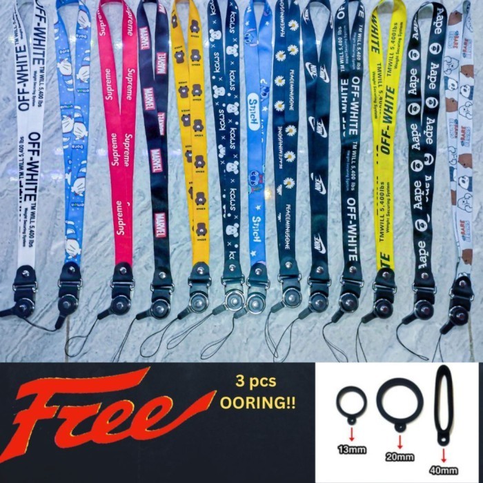 

tali gantung serbaguna LANYARD motif terbaru free 3pcs Oring paling murah