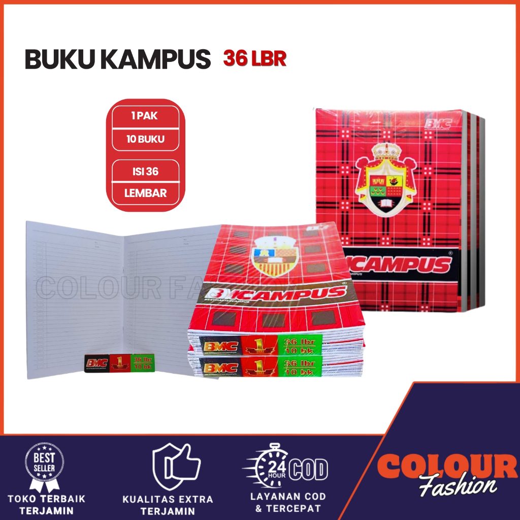 

1 Pack Buku Tulis CAMPUS Panjang 36 Lembar Isi 10 Pcs / Buku tulis merk Campus / Buku tulis BMC/ Buku tulis Best Master Campus / Cod / Atk Blessing