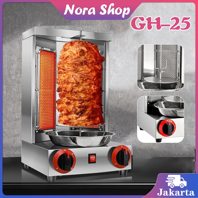 Kompor Barbekyu Baja Tahan Karat /360° Mesin Kebab Putar / Burner Kebab Otomatis Baja Tahan Kara