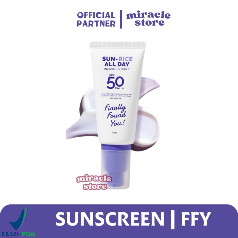 FFY Finally Found You! SUN-RICE ALL DAY Invisible UV Shield SPF 50 PA++++ 50ml - Sunscreen Wajah FFY