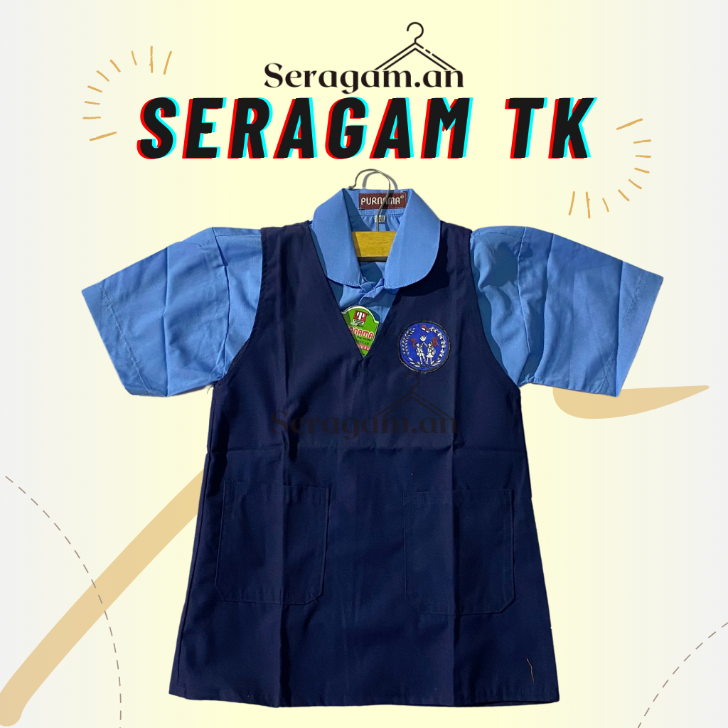 [SET TERMURAH SERAGAM TK DI SHOPEE] SERAGAM TK SERAGAM PAUD NASIONAL BIRU DONGKER LENGAN PENDEK PERE