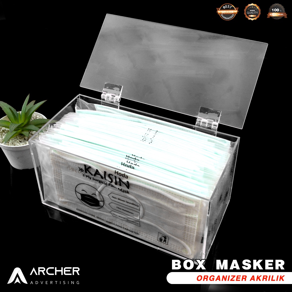 TEMPAT BOX KOTAK MASKER AKRILIK ENGSEL KOTAK SERBAGUNA AKRILIK
