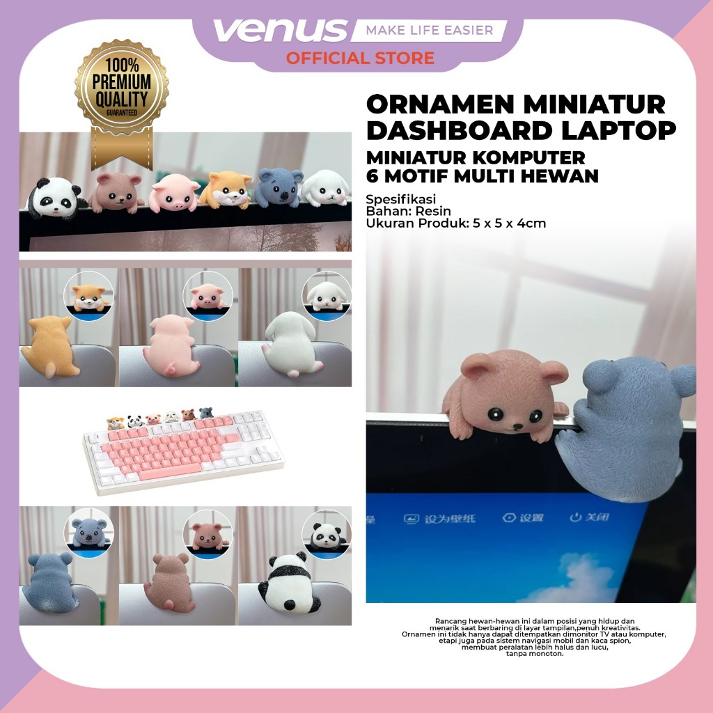 Venusjkt ORNAMEN MINIATUR 6 Motif Laptop & Komputer – Pajangan Dashboard Mobil & Miniatur Boneka Uni