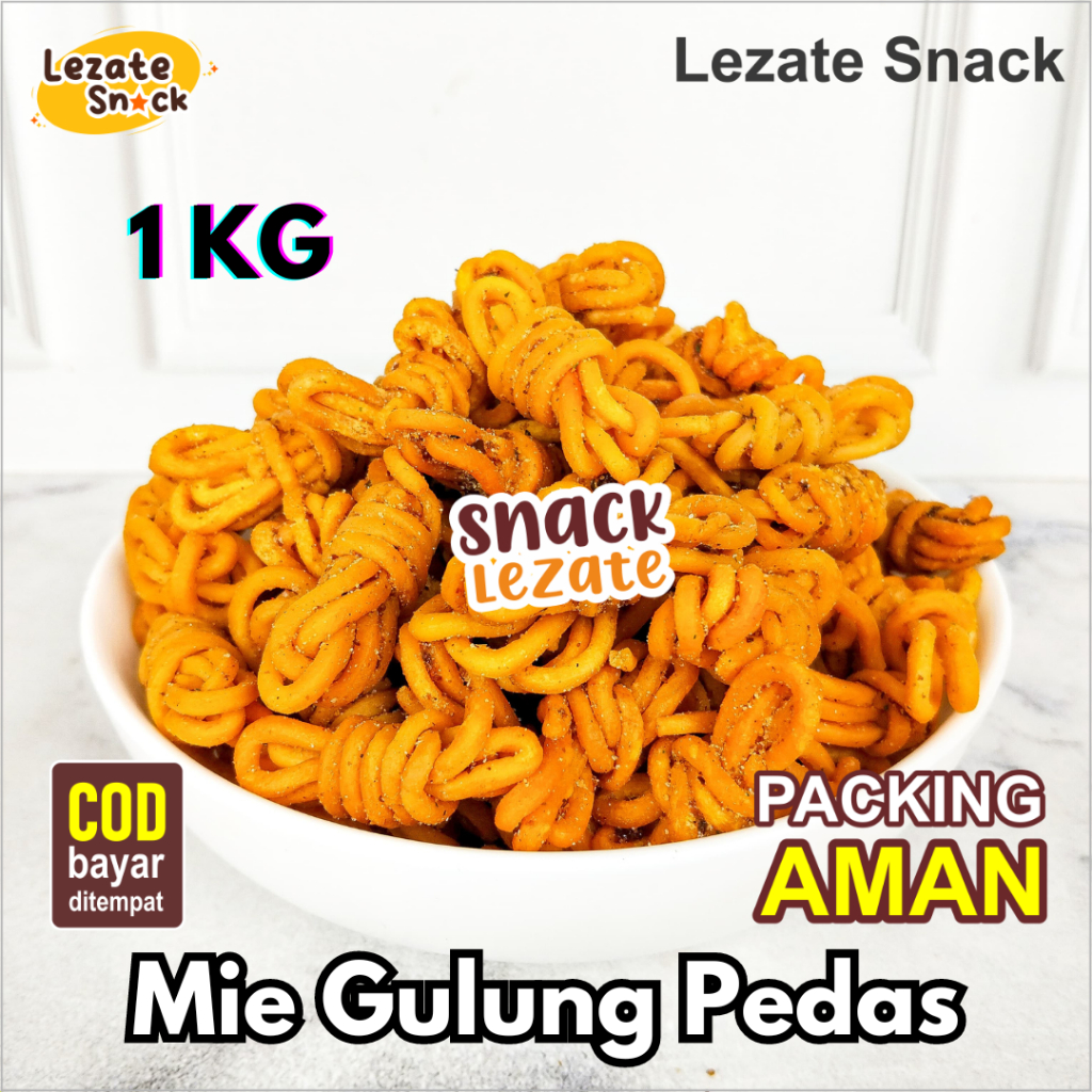

Mie Gulung Pedas 1 KG Renyah Enak Murah / Mi Gulung Viral Pedas Manis Daun Jeruk / Mi Lilit Gehel Ratu ngemil