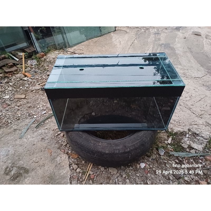 aquarium kaca 60x30x30 backgroun plus tutup
