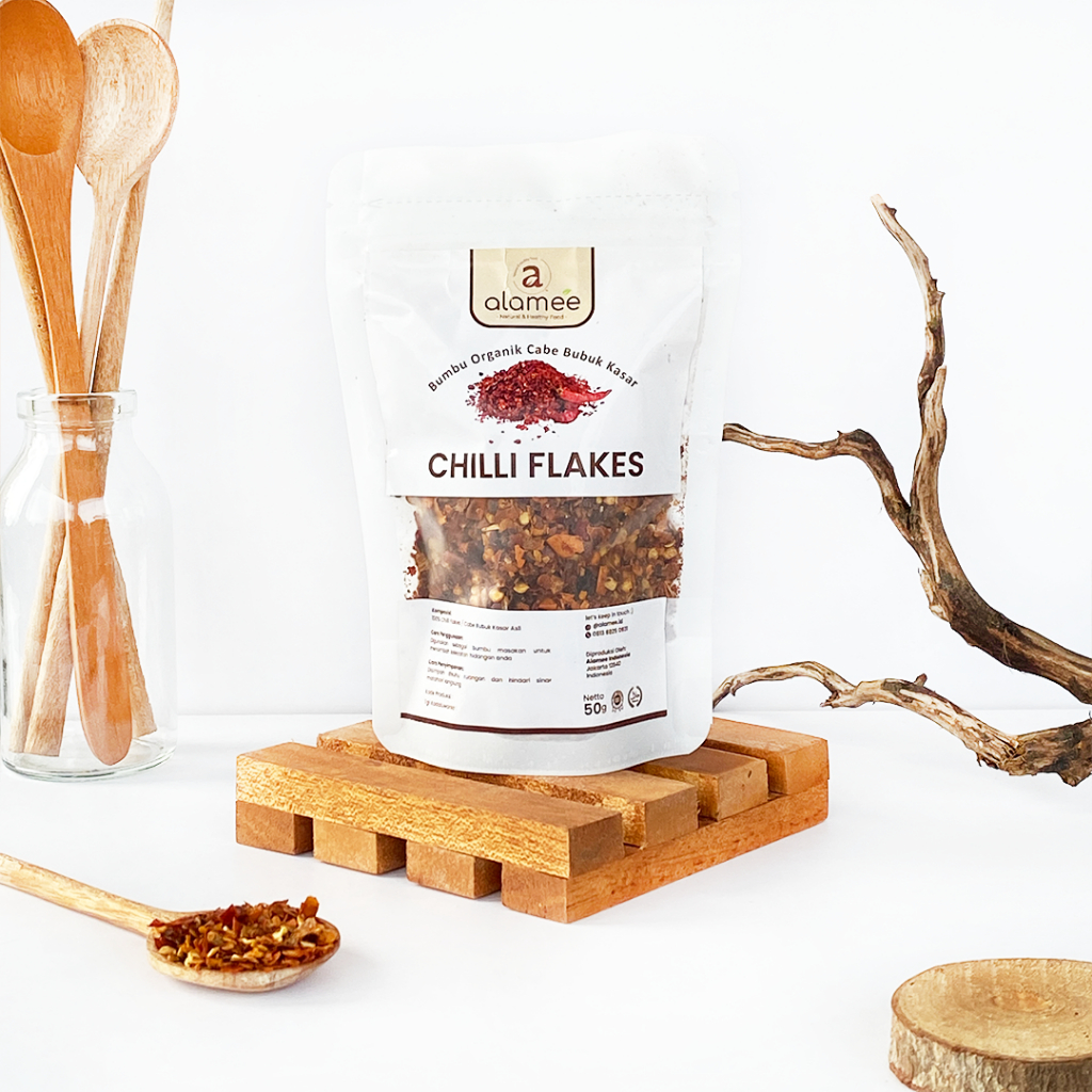 

ALAMEE Cabe Bubuk Kasar Chilli Flakes Cabai Bumbu Dapur Instan Organik Murni Tanpa Campuran 50gr